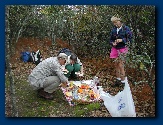 Starving hiker foraging for food