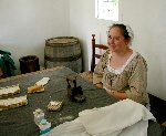 Laundress with clothes iron